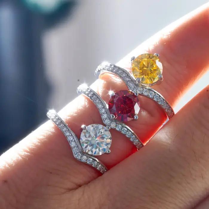Group bague de mariage Moissanite 1 carat pour femme