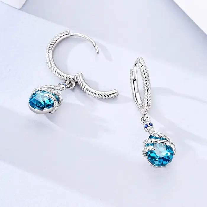 Boucles d'oreilles pendantes en argent sterling 925 avec cristal Aurora en forme de goutte d'eau et étoile pour femme, bijoux étincelants style bohème pour soirée et bal de promo