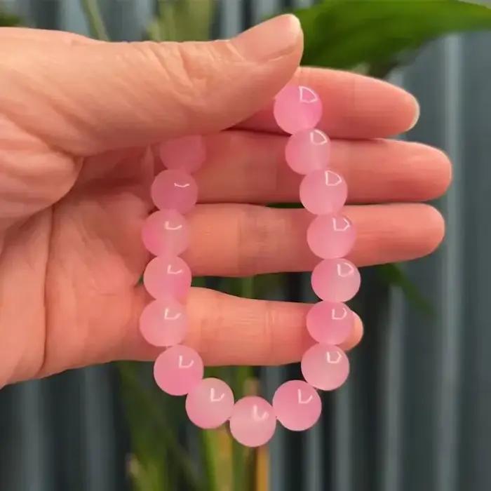 Bracelets en perles de cristal de quartz rose pour femmes et filles