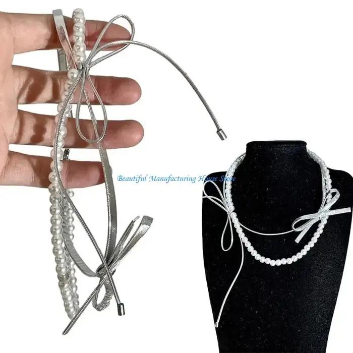 Collier élégant à nœuds papillons en cristal pour femmes, chaîne double couche, détails délicats, bijou empilable pour occasions spéciales