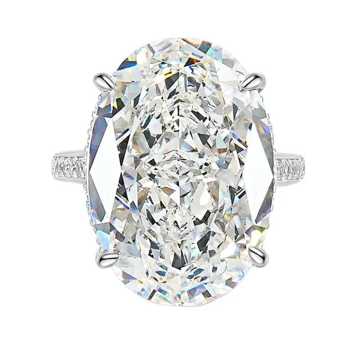 Grande bague en diamant de haute teneur en carbone vintage pour femmes, bijou de luxe, alliance de mariage, bijou pour soirées spéciales