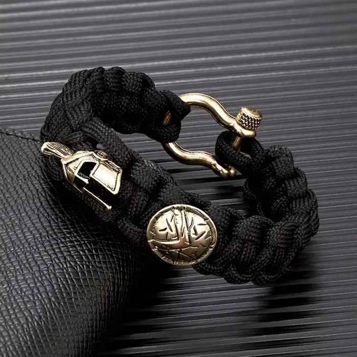 MKENDN – Bracelet de survie en fer à cheval, Design créatif, style guerrier spartiate, casque, boucl