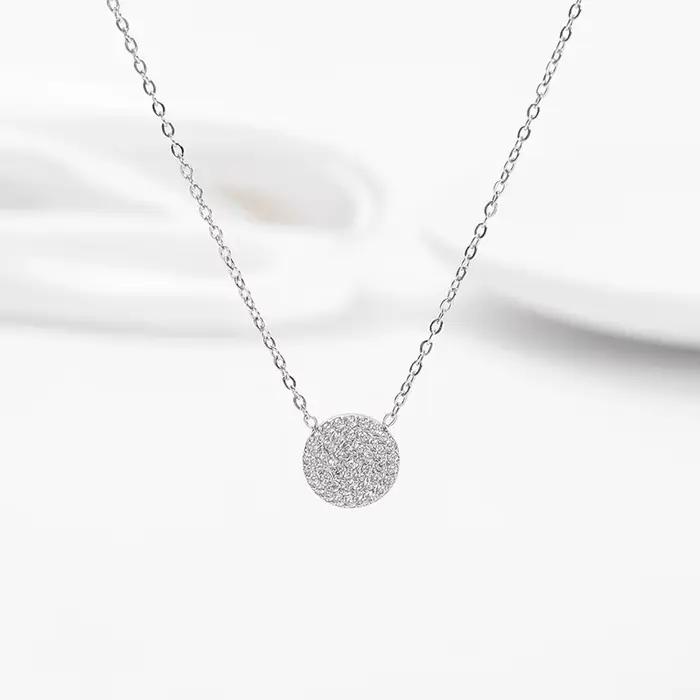 Collier rond ciel étoilé plaqué argent or 14 carats pour femme, chaîne de clavicule de luxe légère à