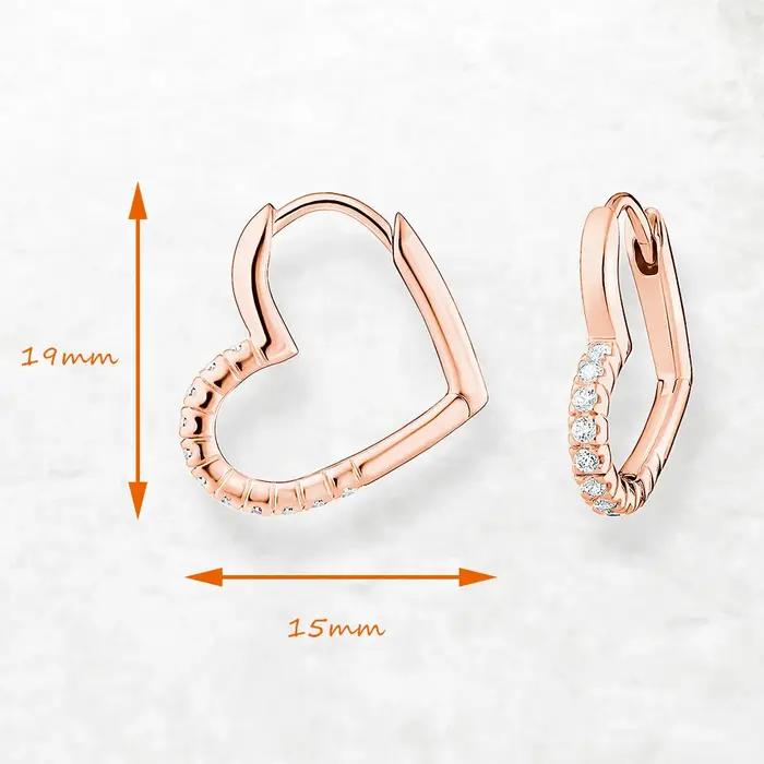 Boucles d'oreilles en forme de cœur en or Rose pour femmes