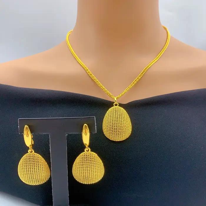 Nigeria indien 24K couleur or collier boucles d'oreilles ensemble de bijoux pour les femmes africain dubaï mariée fête de mariage bijoux en gros