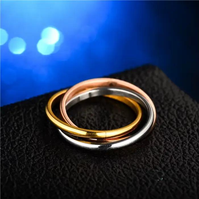 UAGE-Ensemble de Bagues Classiques en Acier Inoxydable pour Femme, Bijoux de Fiançailles, Mariage, 3 Ronds