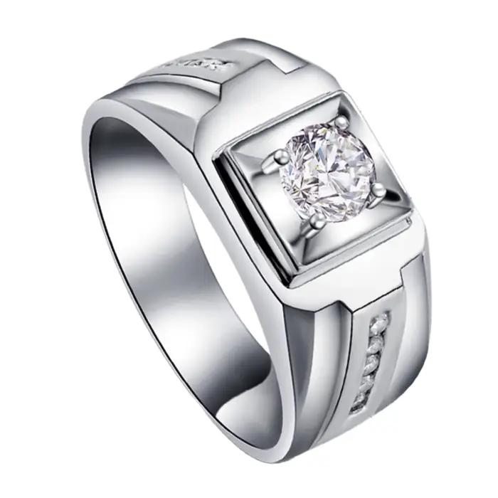Bague de cocktail pour femme en argent sterling 925 motif géométrique avec zirconium pour mariage et occasion spéciale