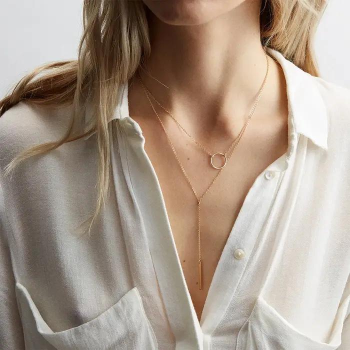 Collier pendentif minimaliste EManco en forme de tige ronde