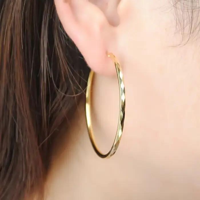 Boucles d'oreilles créoles plaquées or 18 carats pour femmes