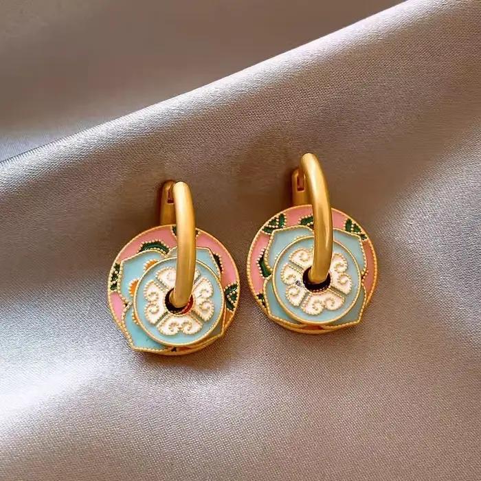 Bijoux Boho modernes, boucles d'oreilles en forme de fleur de couleur de tempérament élégant pour fe