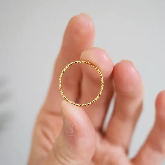 14K or rempli tressé empilable Bague minimalisme bijoux Anillos Mujer bohème Bague Femme Anelli Anei