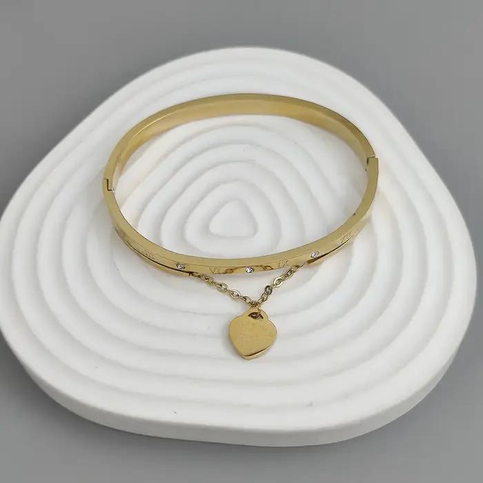 Bracelets et Joncs Classiques en Acier Inoxydable Couleur Or
