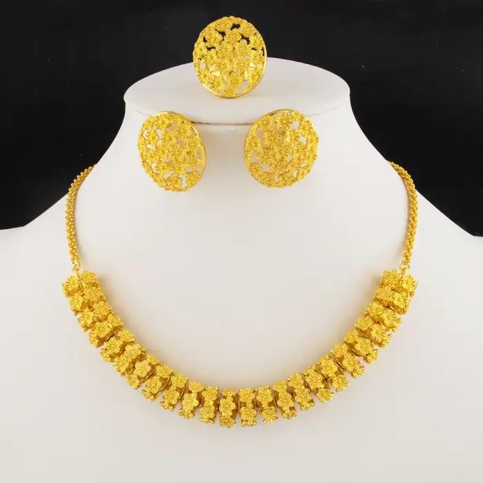 Parure de bijoux plaqué or de luxe pour femmes et hommes : boucles d'oreilles