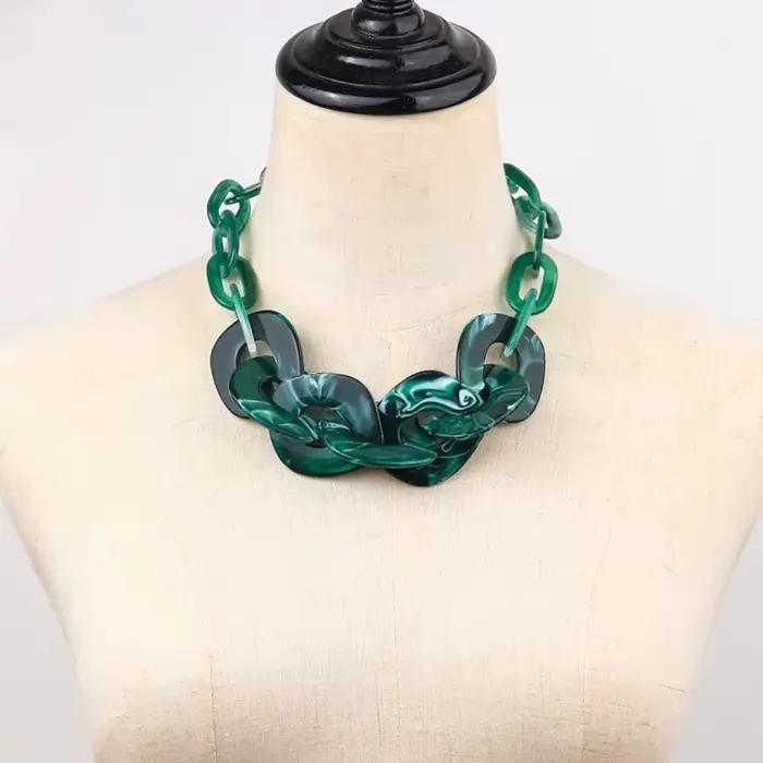 Collier ras du cou en acrylique Turquoise pour femmes et hommes