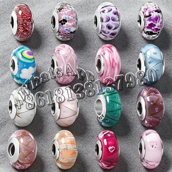 Le nouveau ensemble de bijoux en perles de verre en argent 925 avec bracelet original est un cadeau