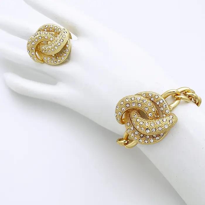 Ensemble de bijoux de luxe plaqué or 18 carats pour femmes