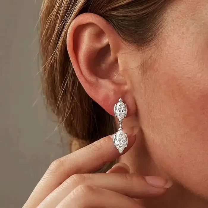 BXINY – ensemble de bijoux en moissanite pleine taille marquise