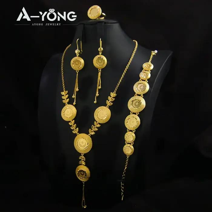 Ensemble de bijoux vintage turcs plaqués or 24 carats pour femmes, bijoux de mariage marocain, cadeaux de fête musulmane pour occasions spéciales