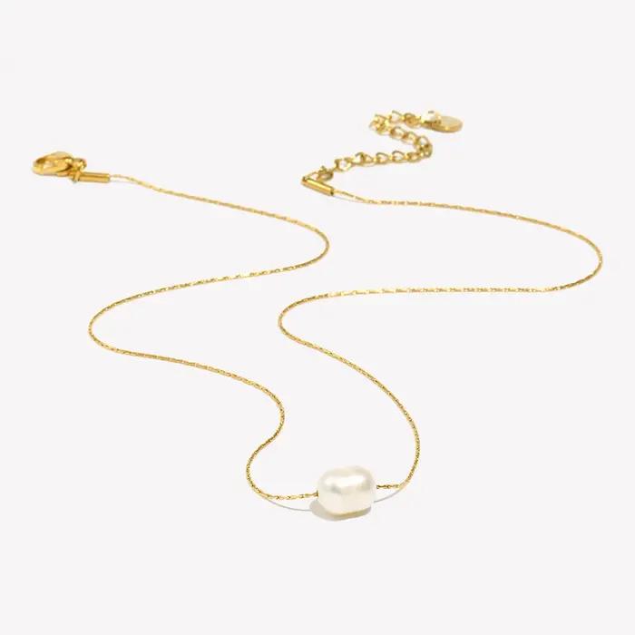 E.B.belle – collier minimaliste avec pendentif en perles d'eau douce