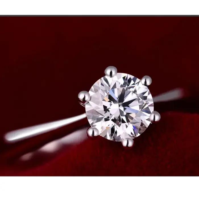 Bagues de mariage rondes en argent regardé 925 pour femmes et filles