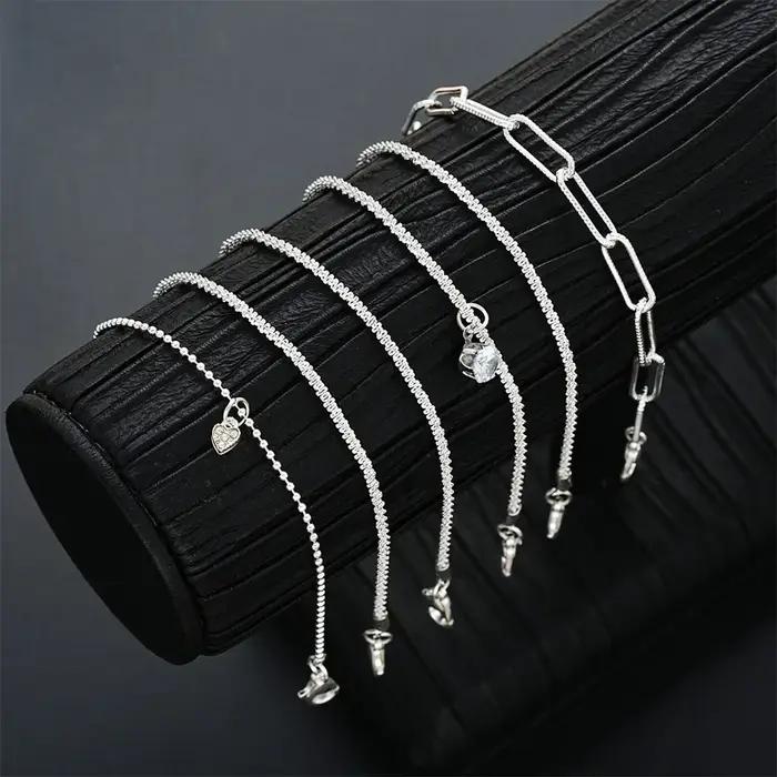 Bracelets en argent Sterling 925 avec strass pour femmes et filles