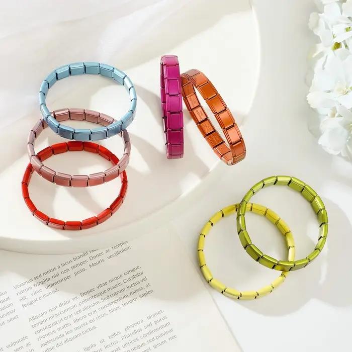 Bracelet à breloques italien pour femmes classique en acier inoxydable modules assemblés polyvalents pour différentes occasions spéciales