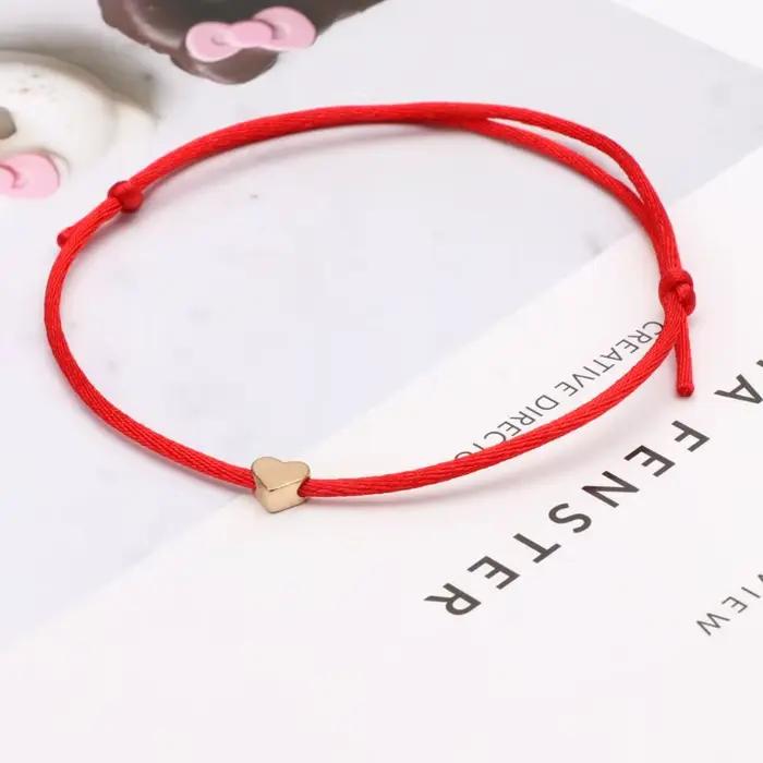 Bracelet à breloques cœur en cordon de coton et alliage protecteur pour homme et femme