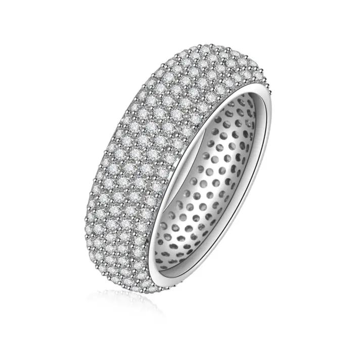 Bague en argent sterling 925 plaqué or 18 carats avec diamant, bague circulaire élégante et décorati