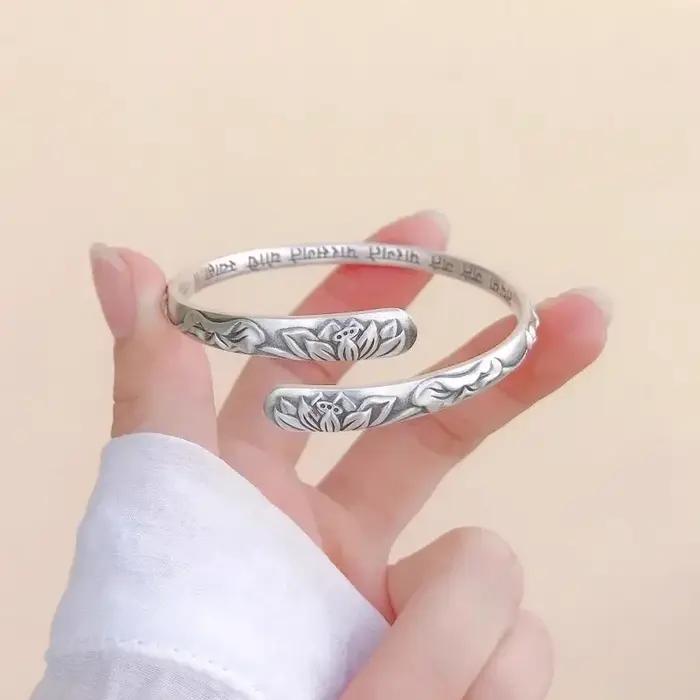 Bracelet manchette Vintage en argent thaïlandais 925 pour femmes