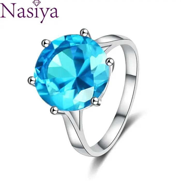 Bijoux pour femmes S925 bagues en argent saphir bleu Zircon bague de mariage ovale