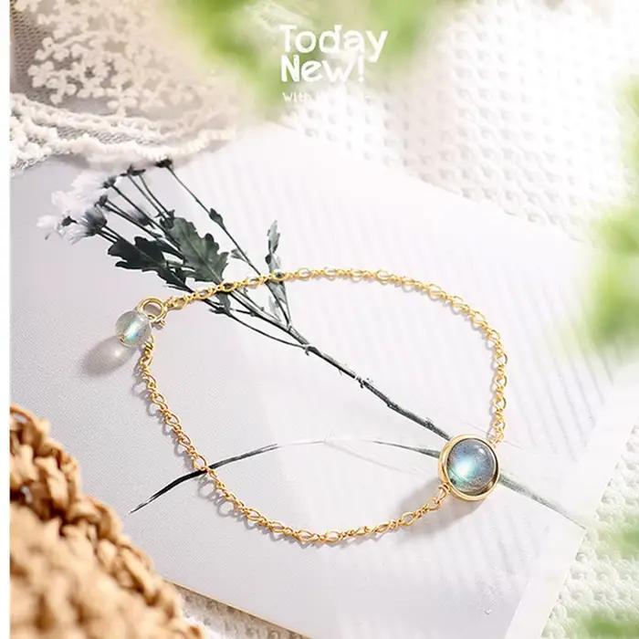 ITSMOS Bracelet Labradorite naturelle cristal 14K or rempli guérison spirituelle élégant