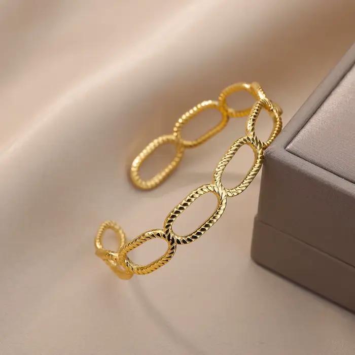 Bracelet serpent pour femmes, ouverture en acier inoxydable plaqué or, bijoux esthétiques animaux, pulseras mujer
