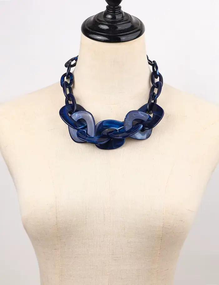 Collier ras du cou en acrylique Turquoise pour femmes et hommes