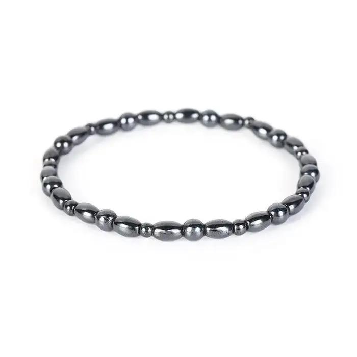 Bracelet de cheville en pierre noire magnétique avec perles en hématite noire pour femmes, élégant et confortable pour toutes les occasions
