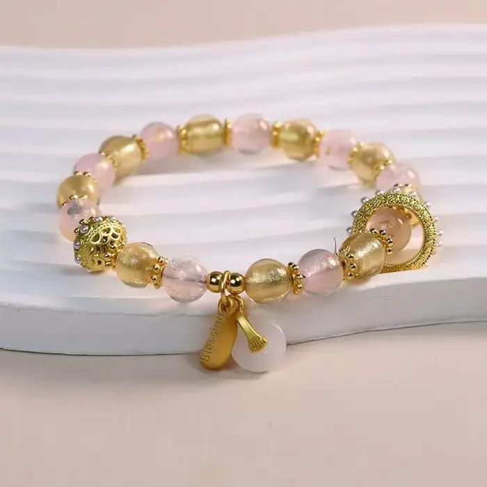 Bracelet porte-bonheur béni, temple de luxe léger, bijoux culturels et créatifs, encens, glaçage de cendres, chaîne à main, cadeau pour filles