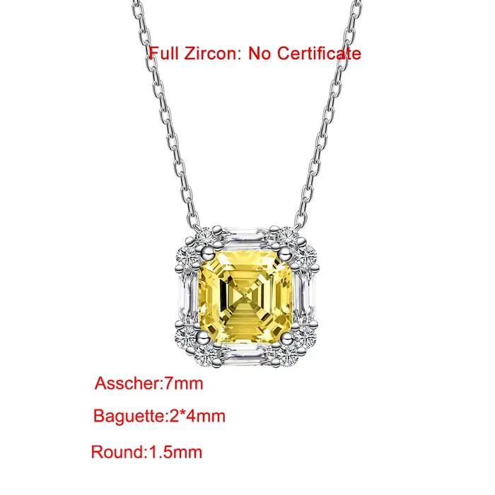 Collier en Moissanite Taille Asscher 2 Carats Argent Sterling 925 Pour Femme Cadeau de Mariage Anniversaire Soirée Élégante