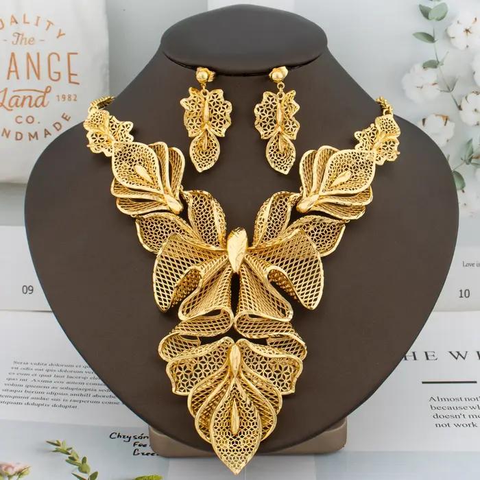 Ensemble de bijoux de luxe plaqué or pour femme