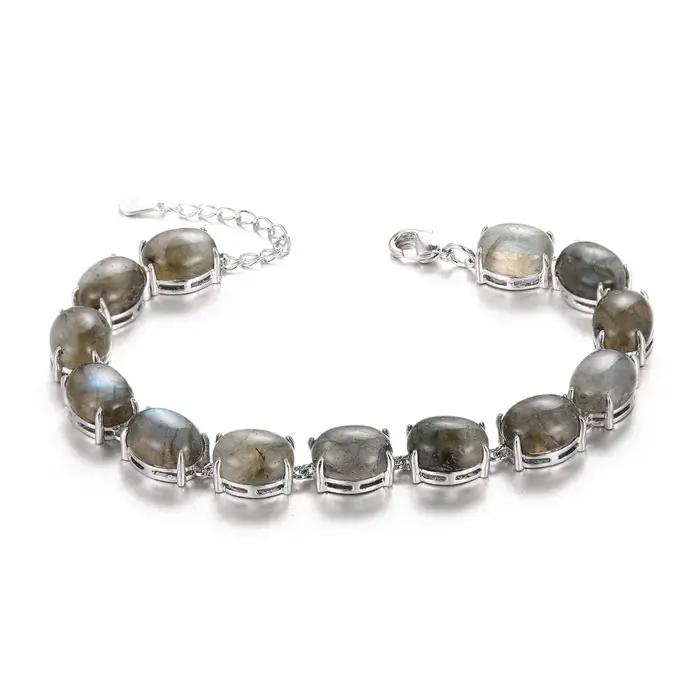 Bracelet en améthyste naturelle Labradorite Turquoise plaqué argent 925 pour femmes occasions spéciales engagement anniversaire fête