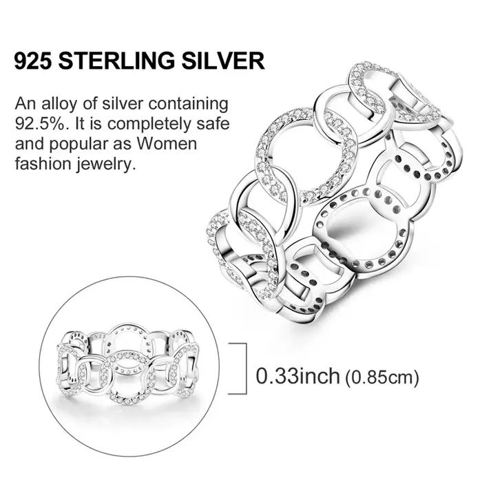 Bague circulaire éternelle en argent Sterling 925 pour femmes et filles