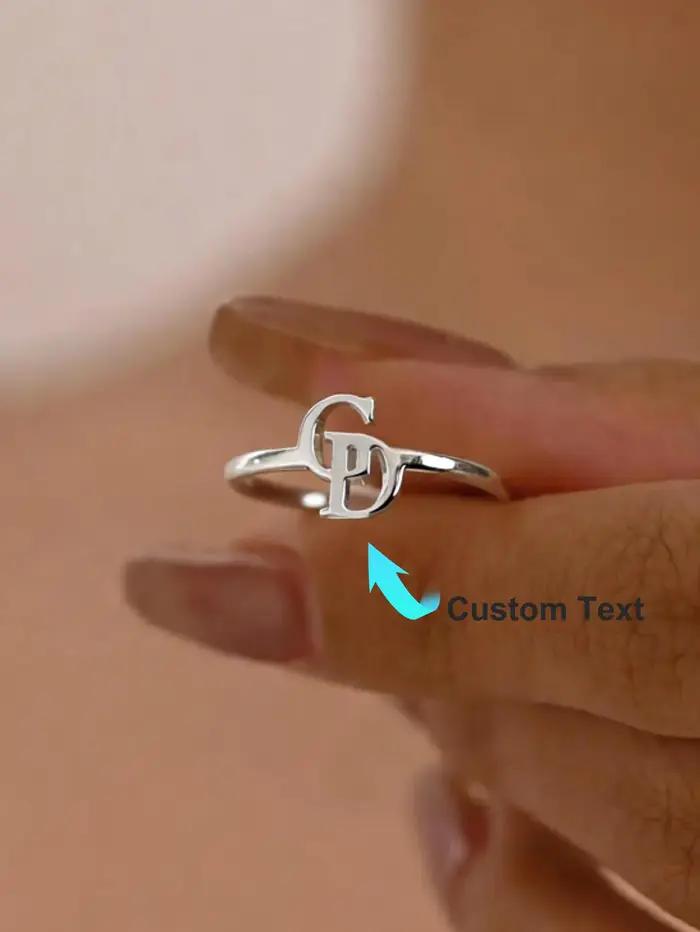 Bague personnalisée avec initiales, bague personnalisée à deux lettres pour femmes, bagues de Couple