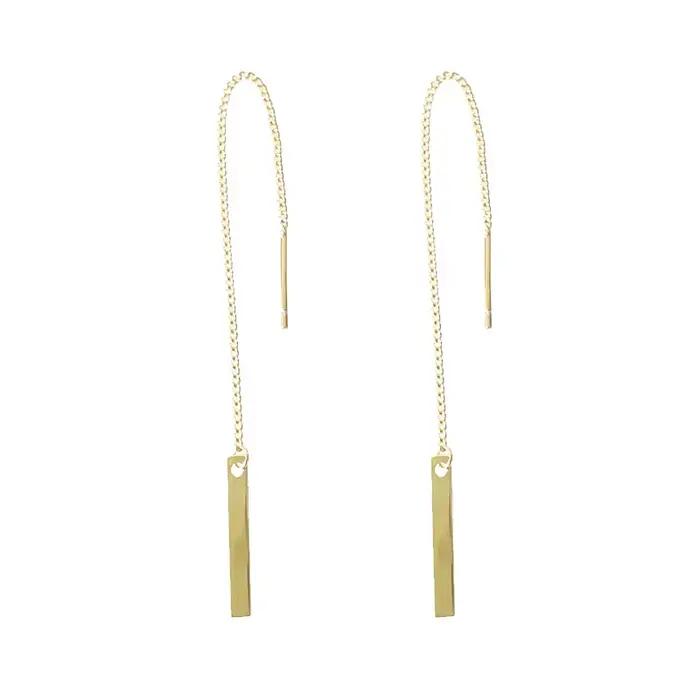 Boucles d'oreilles longues géométriques plaquées argent Sterling 925