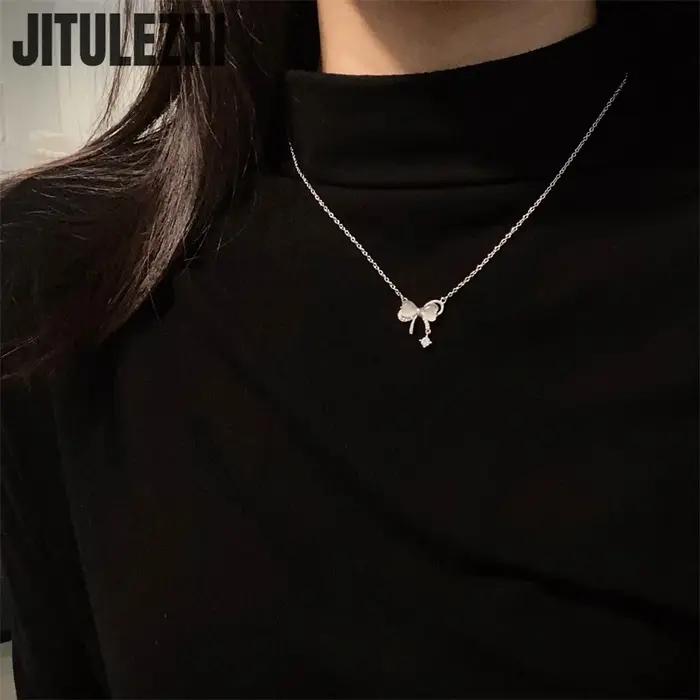 Collier en argent Sterling 925 avec zirconium blanc et forme de coeur pour femmes occasions spéciales elegance bijou amour