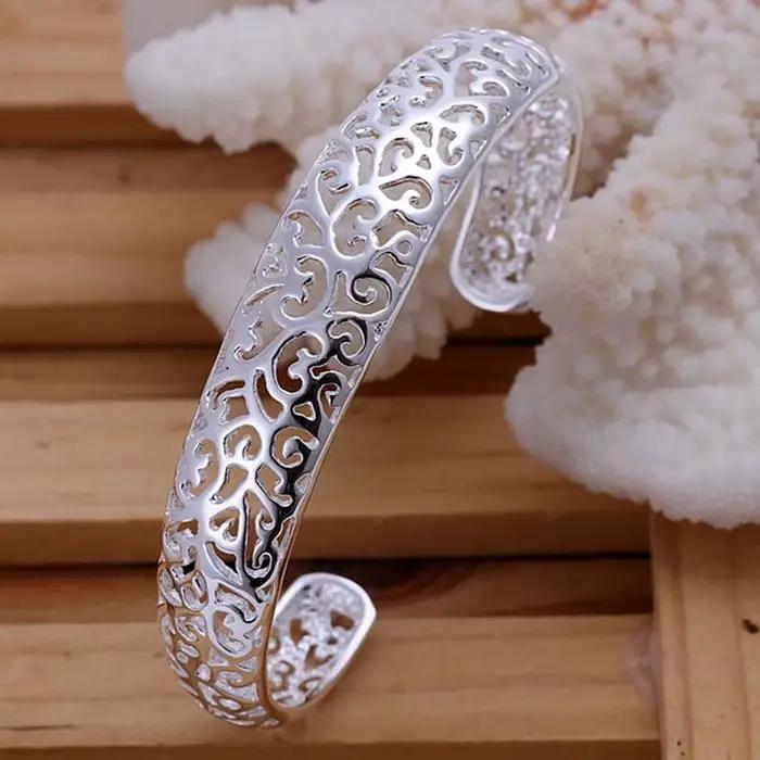 Bracelet ouvert en argent Sterling 925 pour femmes et filles
