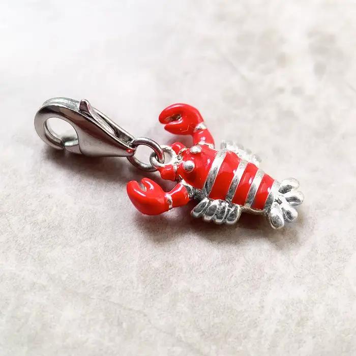 Pendentif Homard Rouge en Argent Sterling 925 Mignon et Romantique Idéal pour Fiançailles Mariages et Présents de Noël