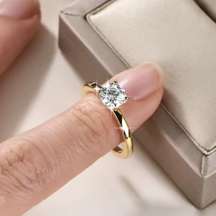 IOGOU – bague solitaire en diamant Moissanite 1.0CT 6.5MM