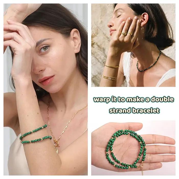 Collier ras du cou bohème en malachite pour femmes et filles