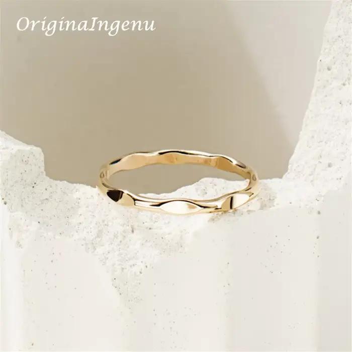 Bague empilable remplie d'or 14 carats pour femme, minimaliste faite à la main, bijoux délicats, éta