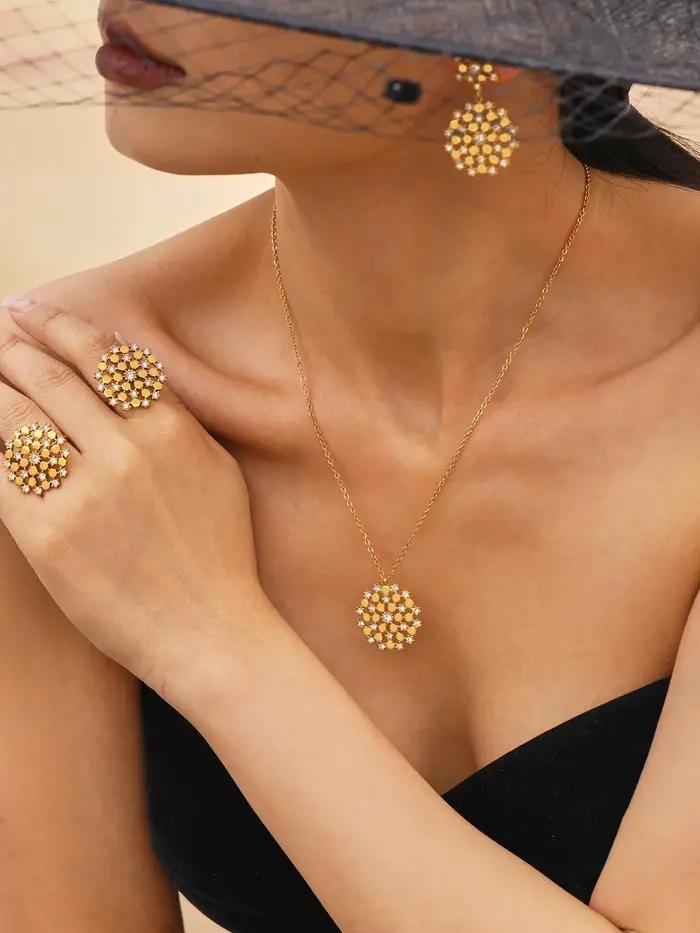 Ensembles de bijoux en acier inoxydable plaqué or avec pierres précieuses de Bohême pour femmes occasions spéciales