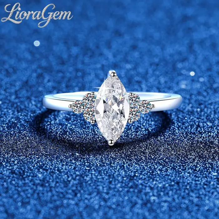 Bague de Fiançailles en Moissanite Marquise 1 Carat pour Femme