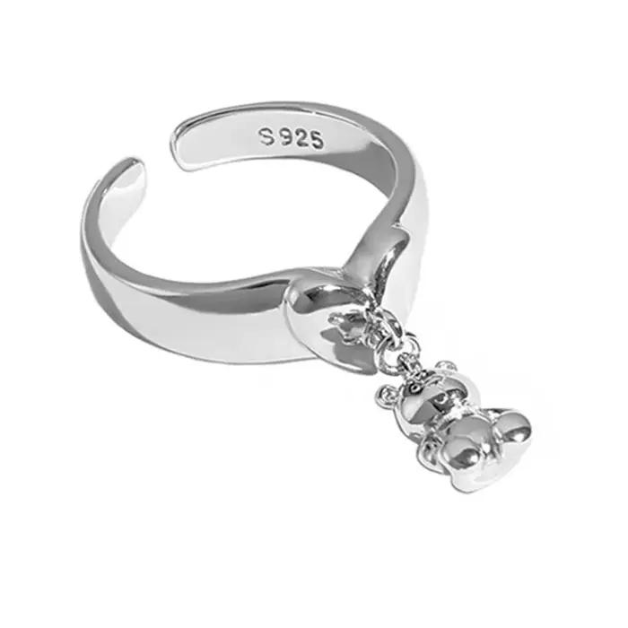 YIZIZAI Ins coréen mignon dessin animé Mini ours anneau pour dame femmes or argent couleur anneaux pendentif bijoux Anillo prix de gros chaud